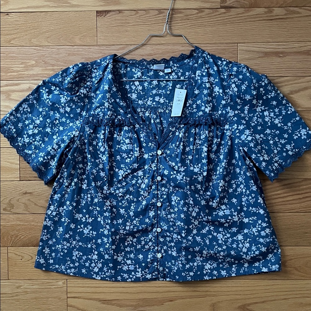 GAP Navy Floral Women's Blouse